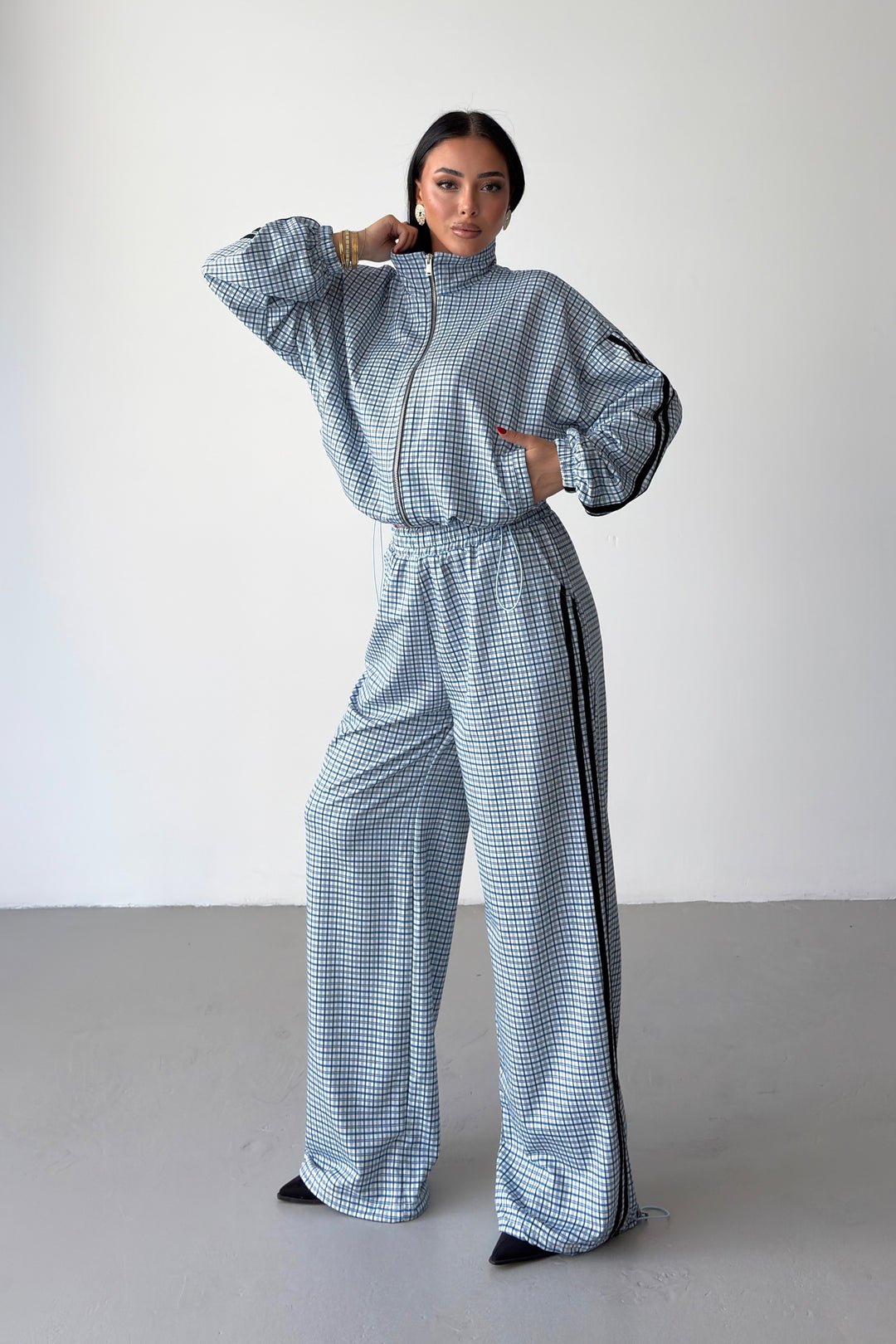 Routines Checkered Striped Tracksuit - Blue 7012