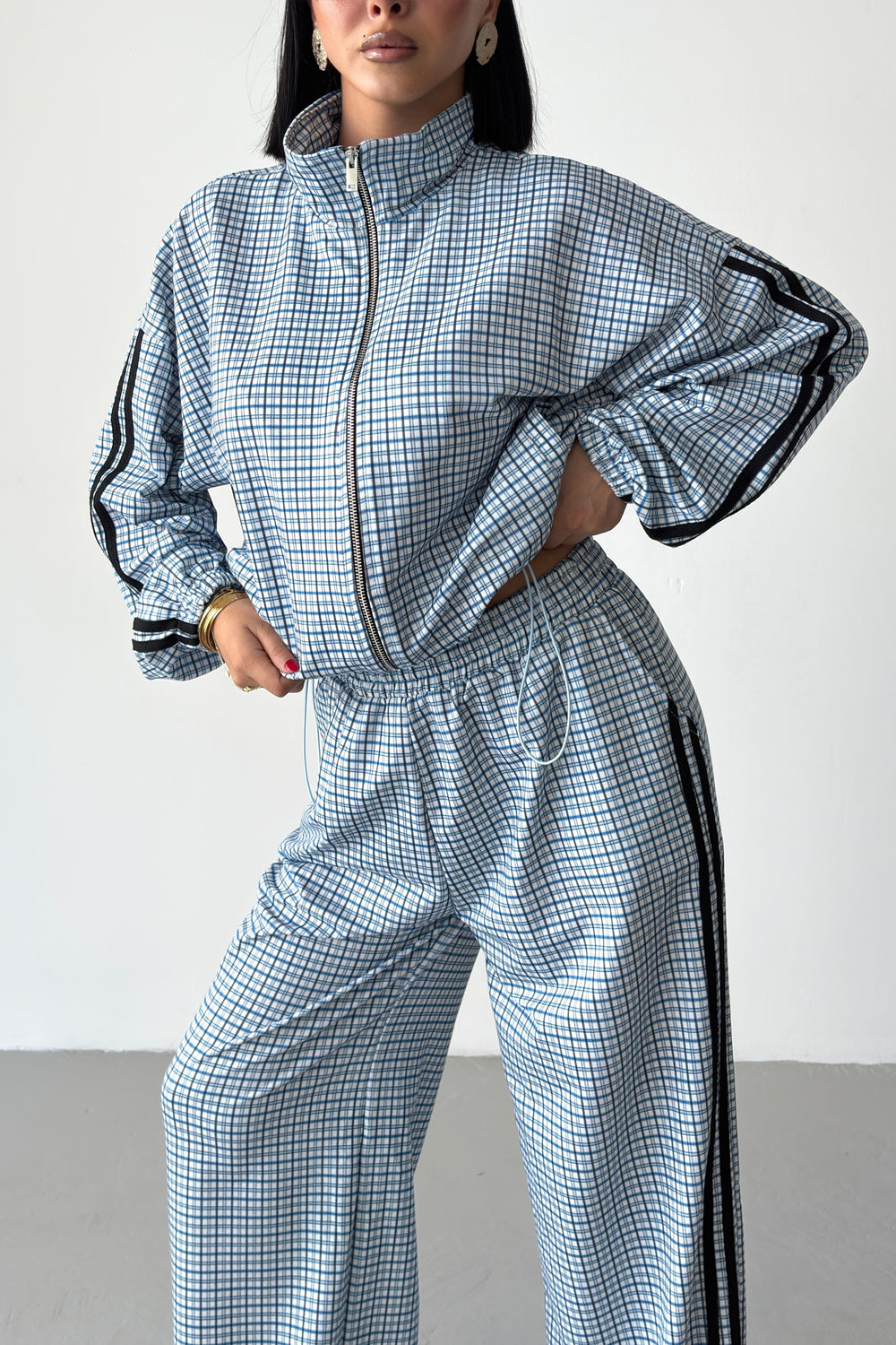 Routines Checkered Striped Tracksuit - Blue 7012
