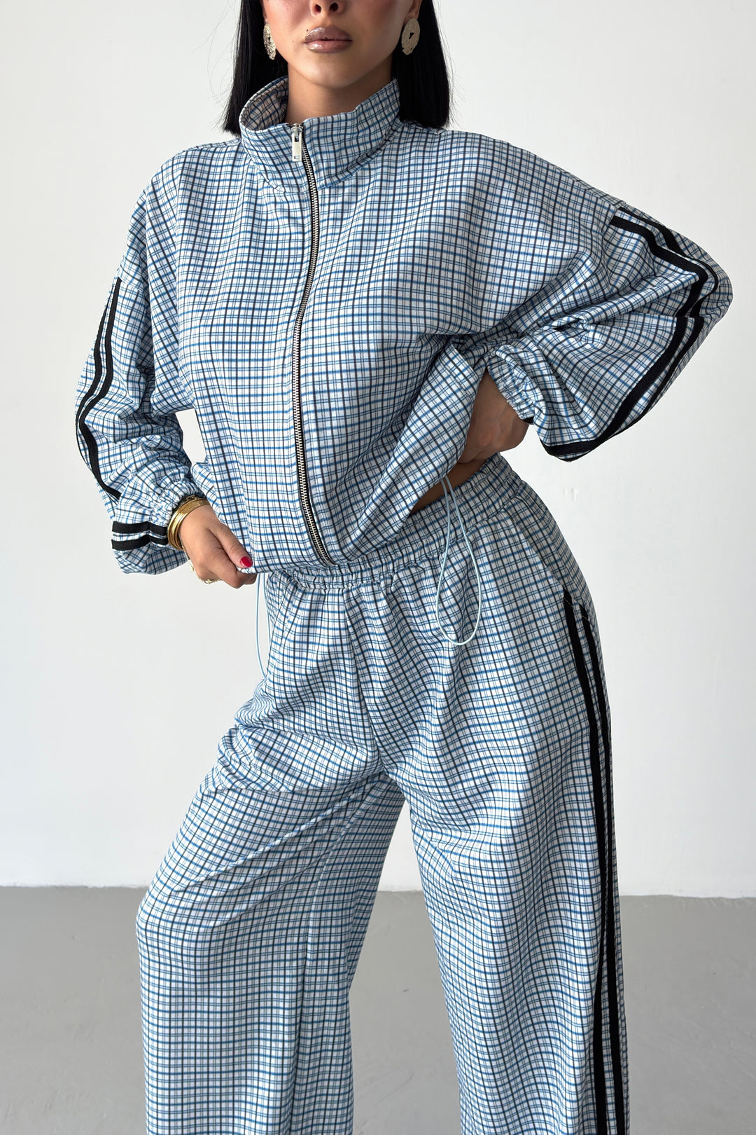Routines Checkered Striped Tracksuit - Blue 7012