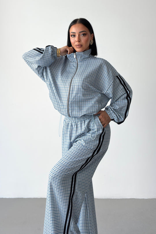 Routines Checkered Striped Tracksuit - Blue 7012