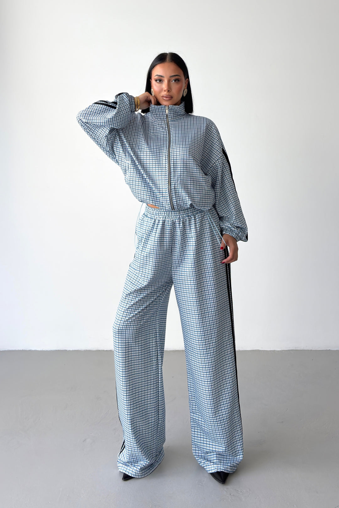Routines Checkered Striped Tracksuit - Blue 7012