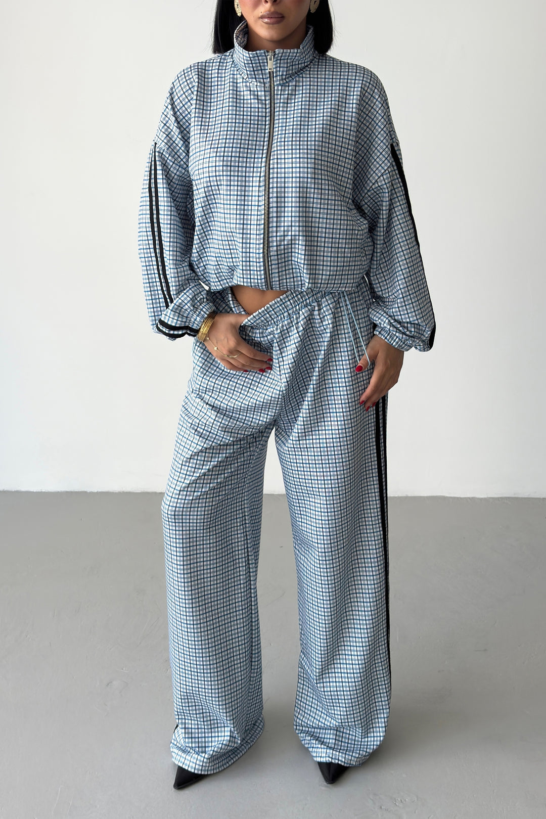 Routines Checkered Striped Tracksuit - Blue 7012
