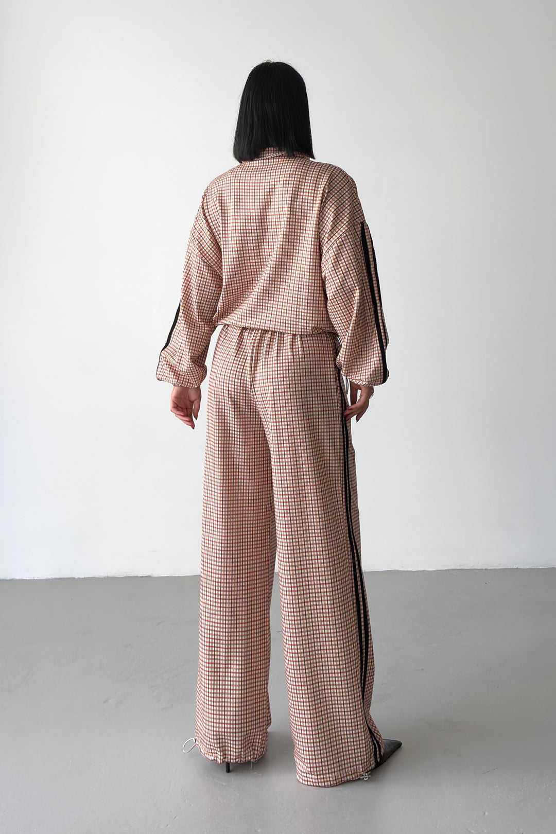 Routines Checkered Striped Tracksuit - Coral 7012