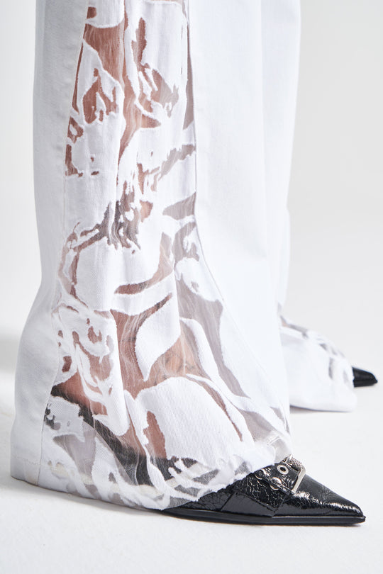 Routines Chiffon Detail Baggy Jeans - White 3960 - ROUTINES