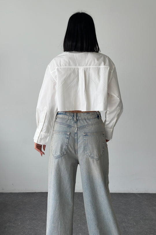 Routines Cropped Cut Blouse - White 363 Blouse Routines Fashion