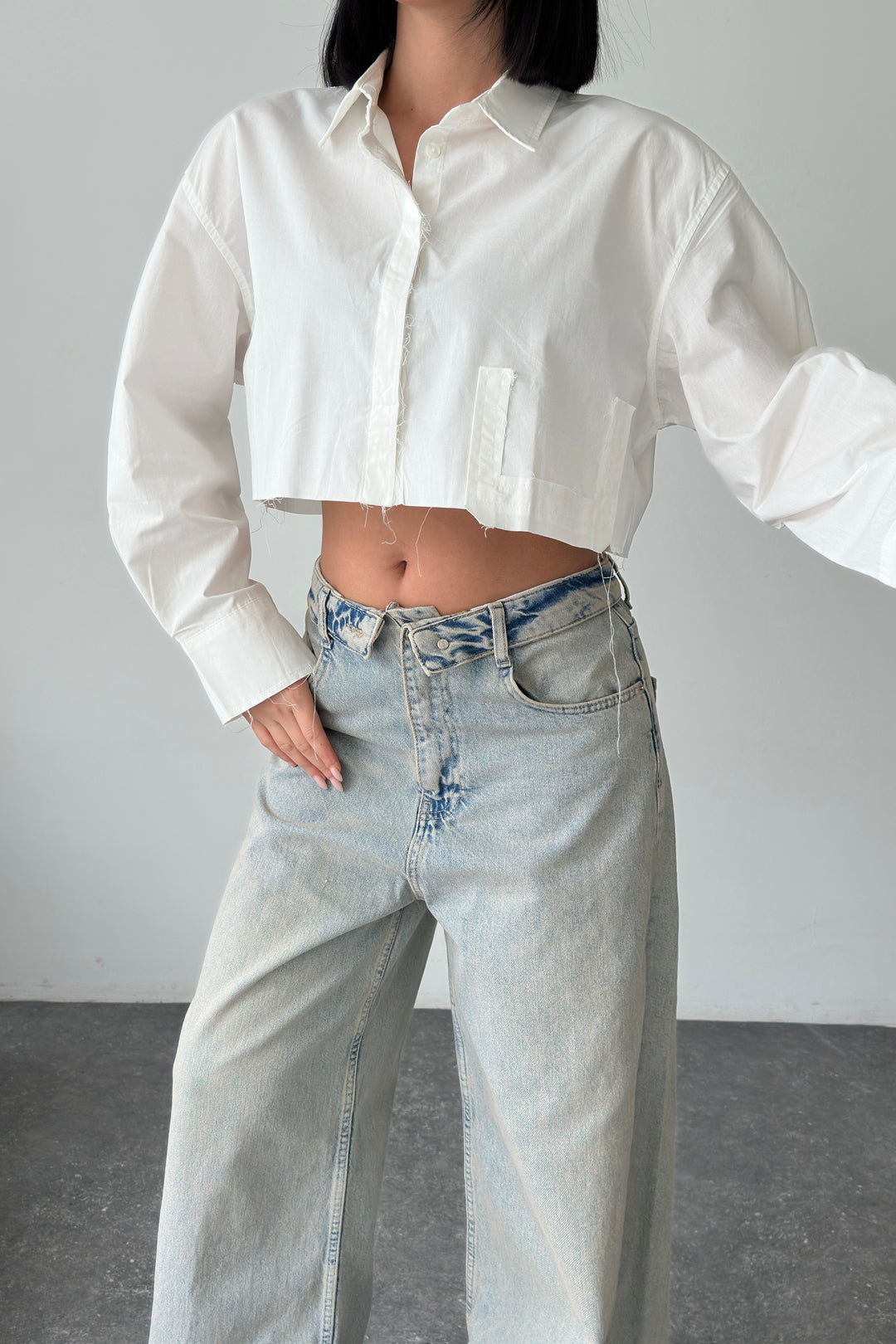 Routines Cropped Cut Blouse - White 363 Blouse Routines Fashion