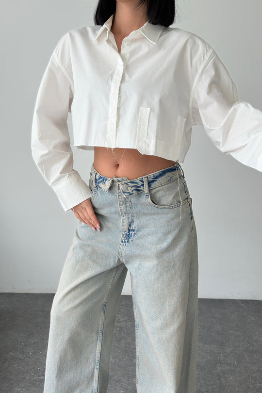Routines Cropped Cut Blouse - White 363 Blouse Routines Fashion