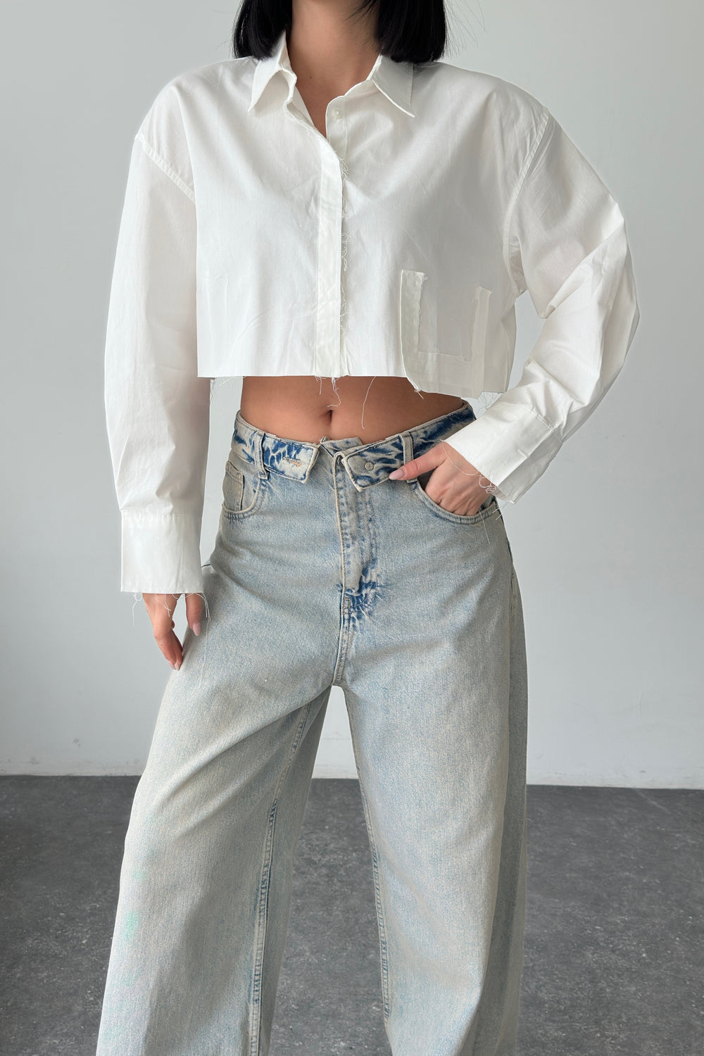 Routines Cropped Cut Blouse - White 363 Blouse Routines Fashion