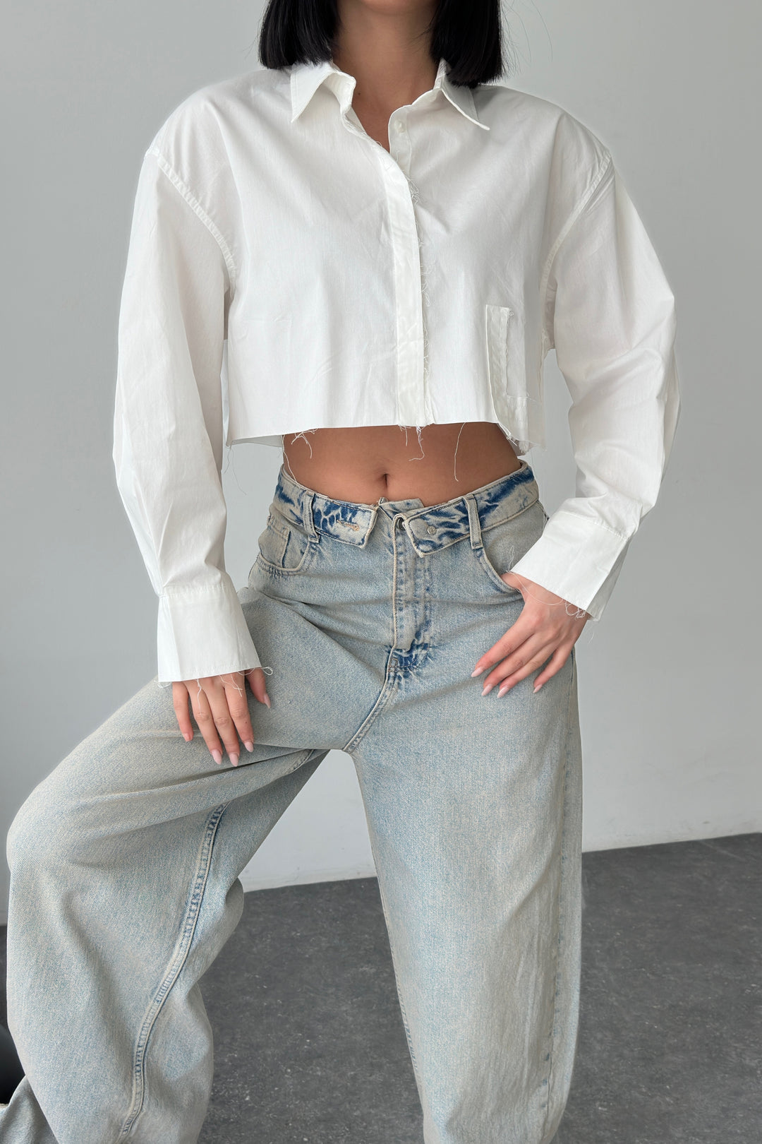 Routines Cropped Cut Blouse - White 363 Blouse Routines Fashion