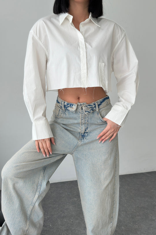 Routines Cropped Cut Blouse - White 363 Blouse Routines Fashion
