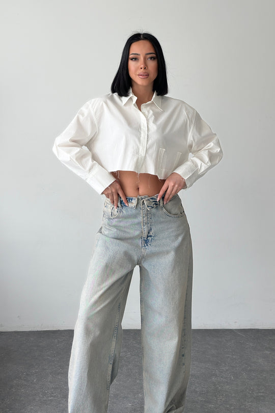 Routines Cropped Cut Blouse - White 363 Blouse Routines Fashion