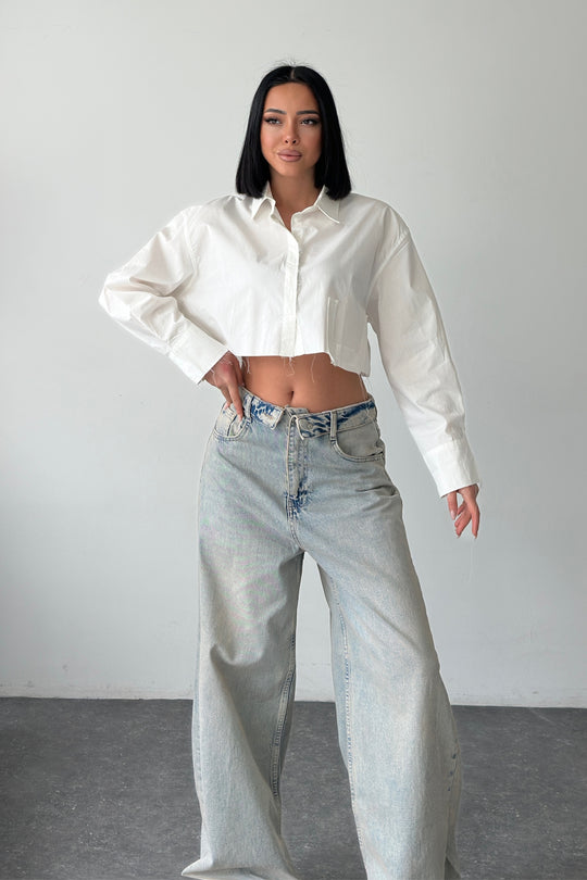 Routines Cropped Cut Blouse - White 363 Blouse Routines Fashion