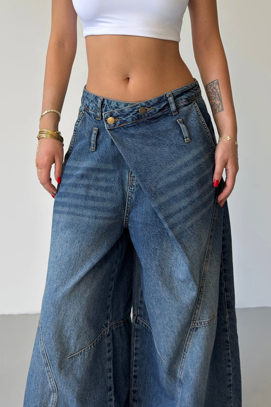 Routines Cross Baggy Balloon Jeans - Dark Blue 5152 - ROUTINES