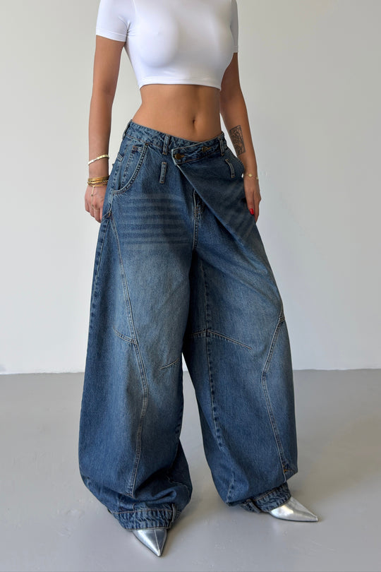 Routines Cross Baggy Balloon Jeans - Dark Blue 5152 - ROUTINES