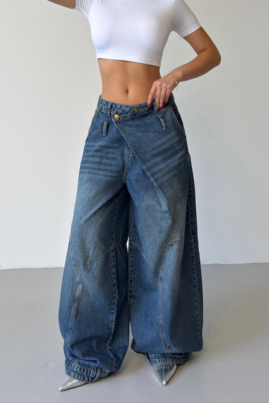 Routines Cross Baggy Balloon Jeans - Dark Blue 5152 - ROUTINES