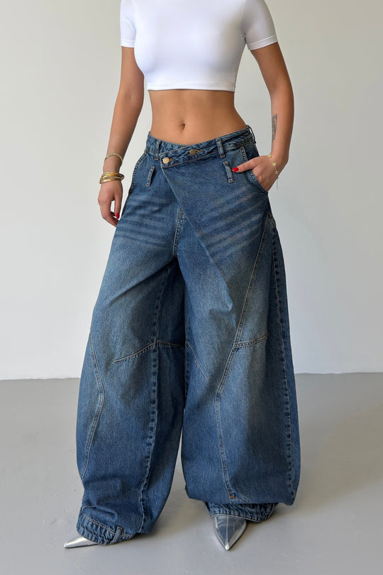 Routines Cross Baggy Balloon Jeans - Dark Blue 5152 - ROUTINES