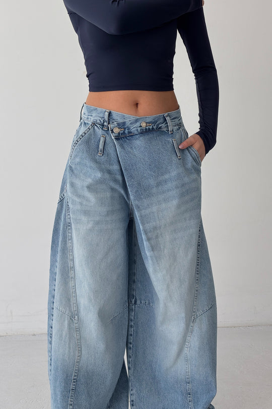 Routines Cross Baggy Balloon Jeans - Light Blue 4841 - ROUTINES