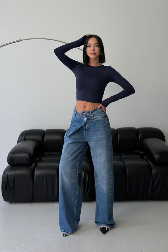 Routines Cross Button Jeans - Dark Blue 3608 - ROUTINES