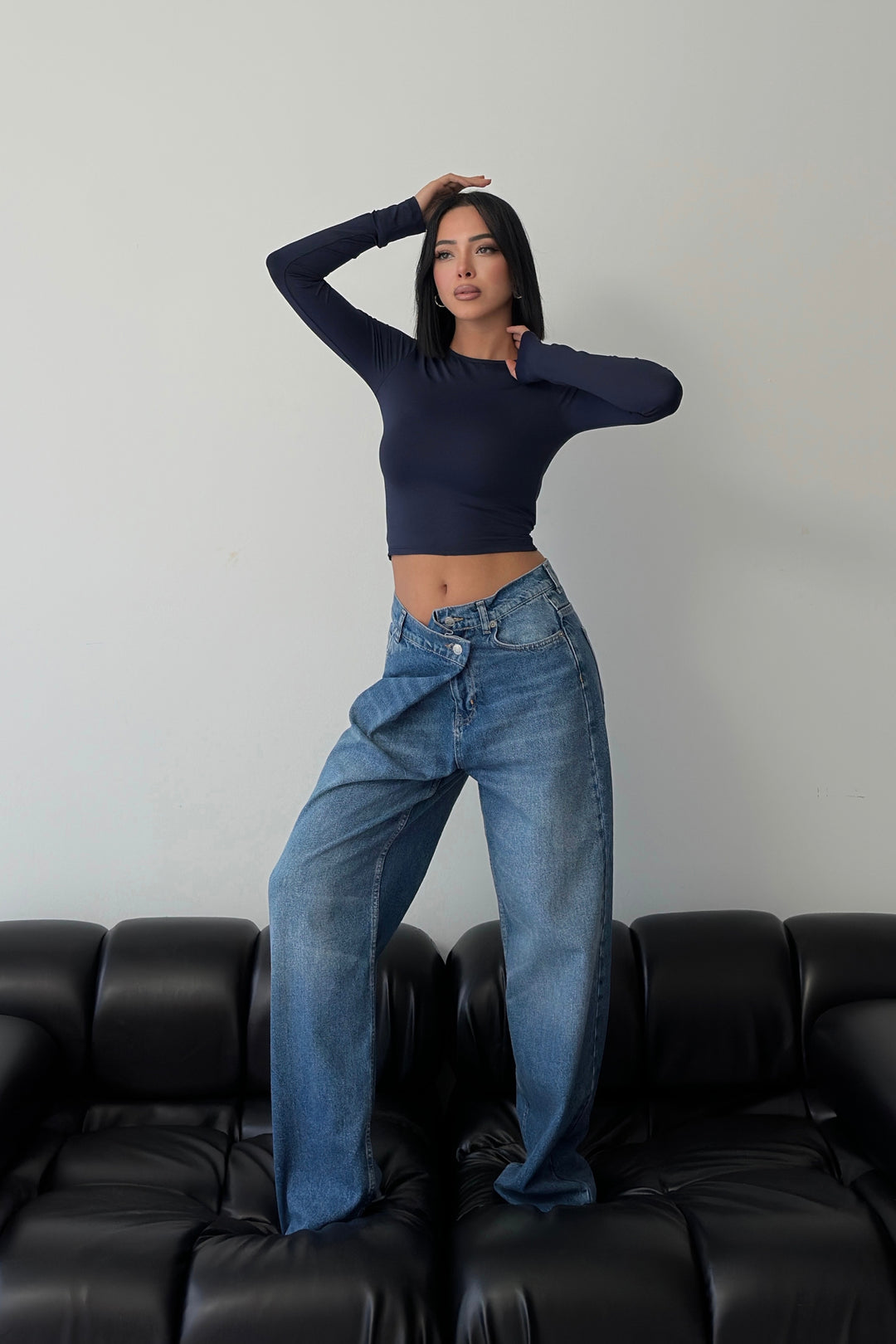 Routines Cross Button Jeans - Dark Blue 3608 - ROUTINES
