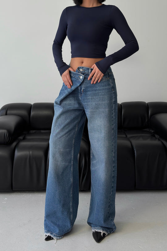 Routines Cross Button Jeans - Dark Blue 3608 - ROUTINES
