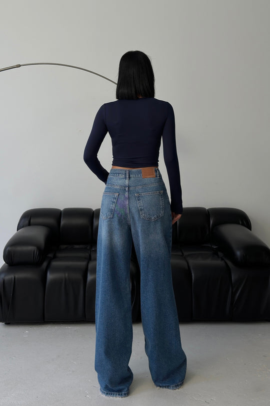 Routines Cross Button Jeans - Dark Blue 3608 - ROUTINES