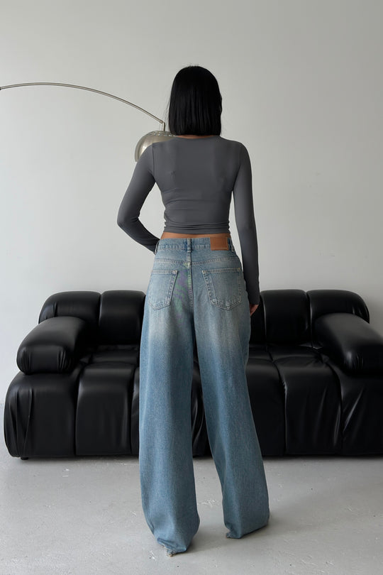 Routines Cross Button Jeans - Vintage Blue 3608 - ROUTINES