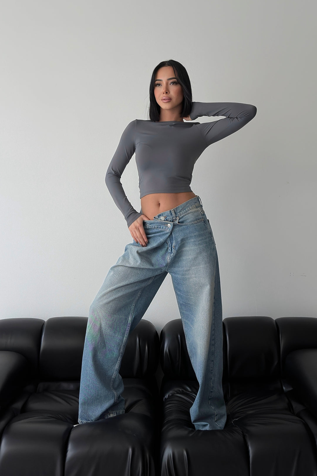 Routines Cross Button Jeans - Vintage Blue 3608 - ROUTINES