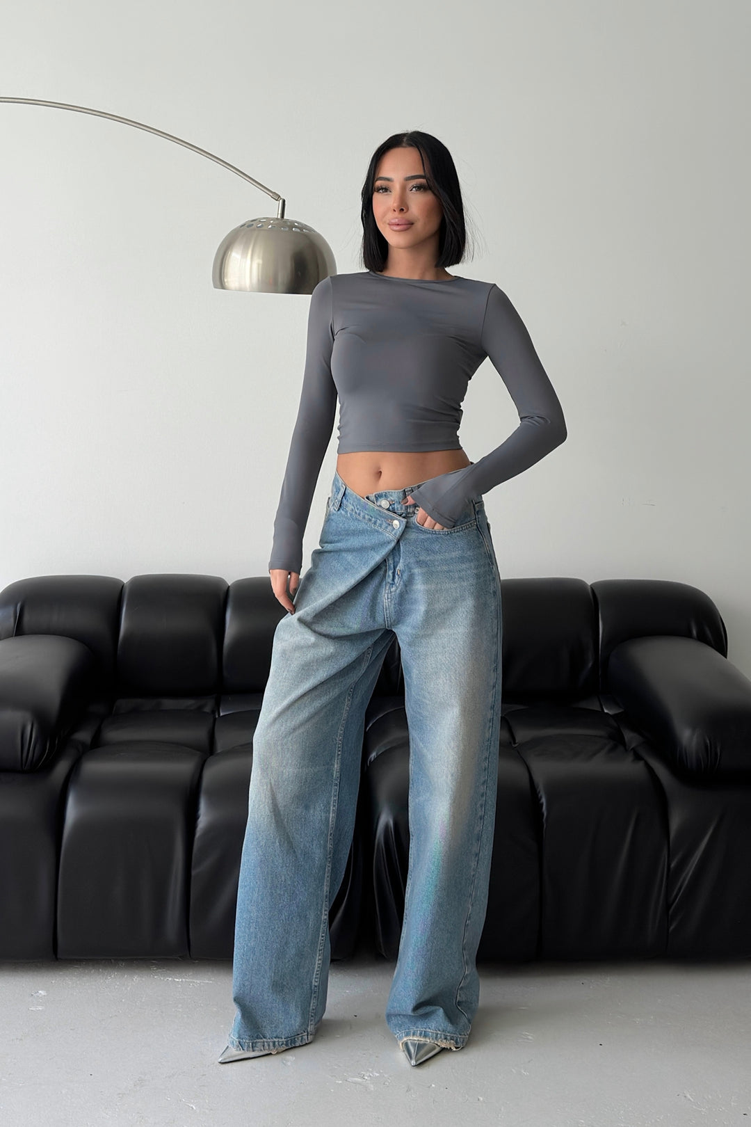Routines Cross Button Jeans - Vintage Blue 3608 - ROUTINES