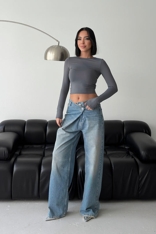 Routines Cross Button Jeans - Vintage Blue 3608 - ROUTINES