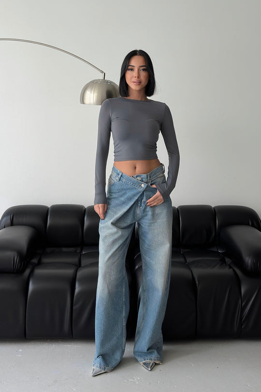 Routines Cross Button Jeans - Vintage Blue 3608 - ROUTINES