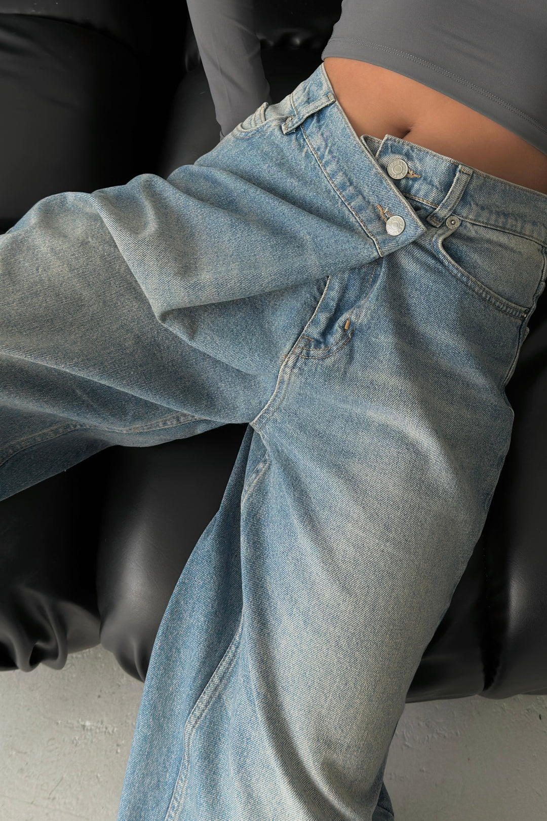 Routines Cross Button Jeans - Vintage Blue 3608 - ROUTINES