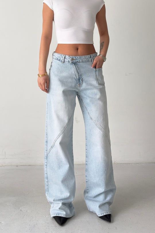 Routines Stretch Cross Button Seam Detail Jeans 4871 - ROUTINES