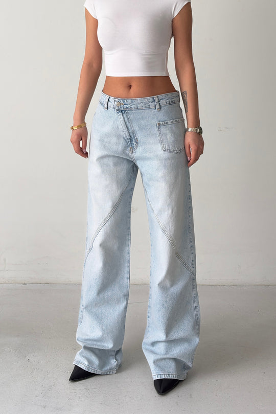 Routines Stretch Cross Button Seam Detail Jeans 4871 - ROUTINES