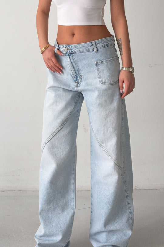 Routines Stretch Cross Button Seam Detail Jeans 4871 - ROUTINES