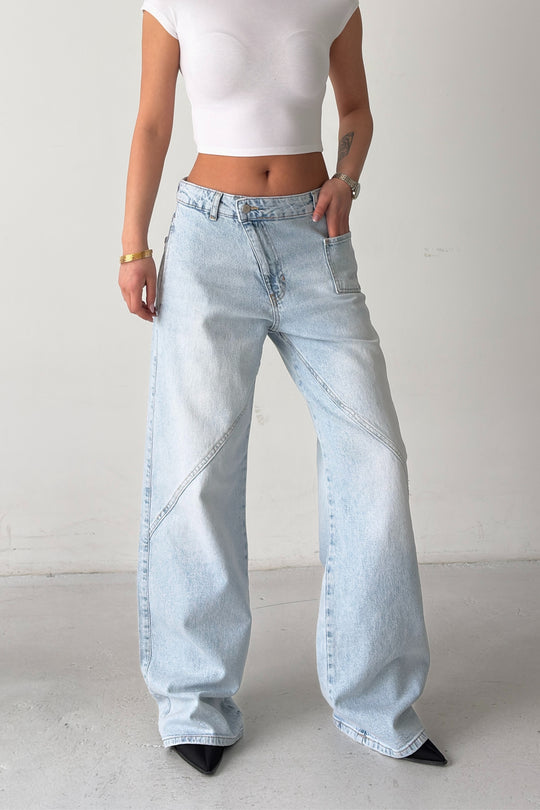 Routines Stretch Cross Button Seam Detail Jeans 4871 - ROUTINES