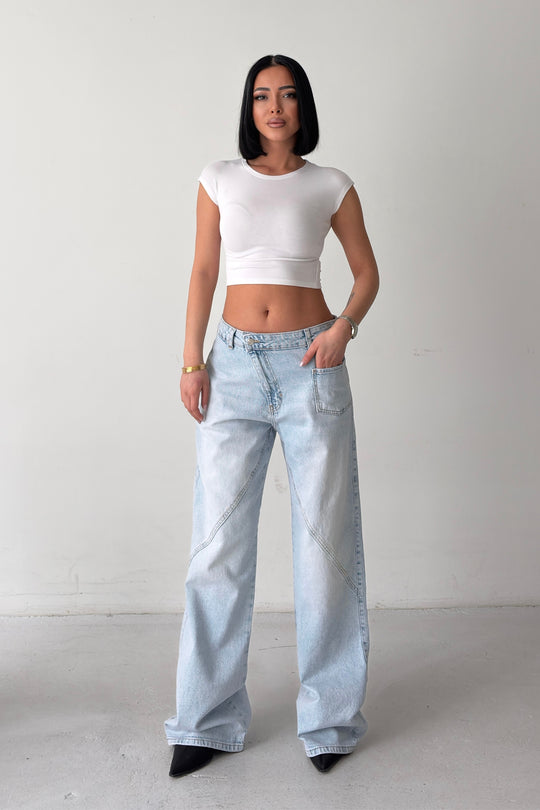 Routines Stretch Cross Button Seam Detail Jeans 4871 - ROUTINES