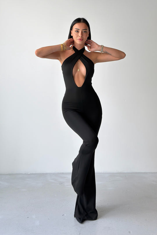 Routines Cross Halter Stretch Jumpsuit 1095