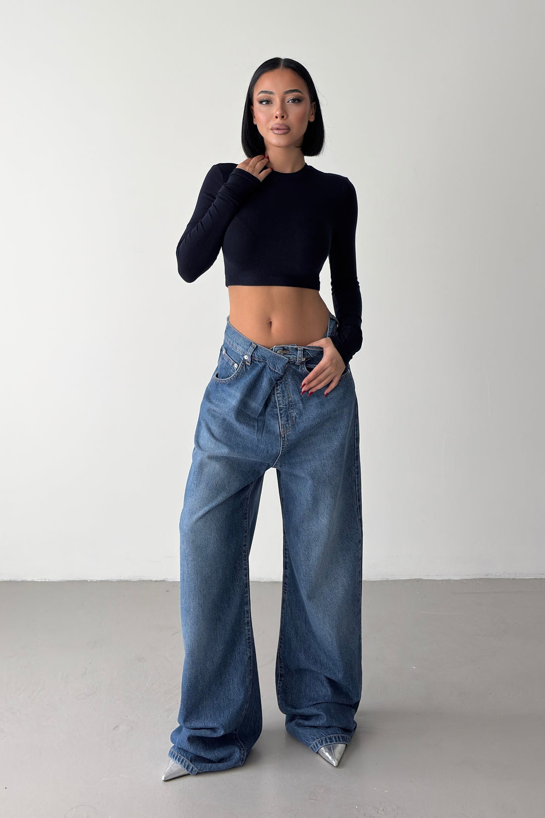 Routines Cross Waist Baggy Jeans 1589-1