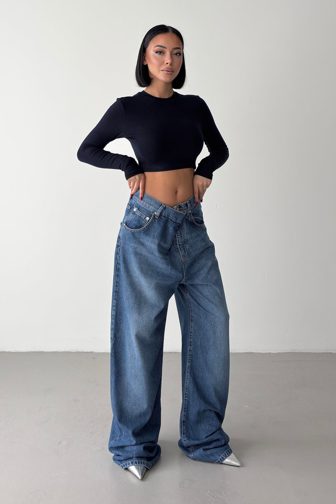 Routines Cross Waist Baggy Jeans 1589-1