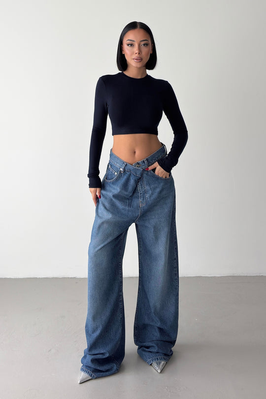 Routines Cross Waist Baggy Jeans 1589-1