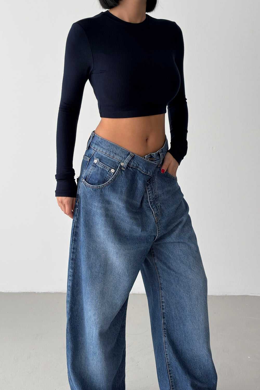 Routines Cross Waist Baggy Jeans 1589-1