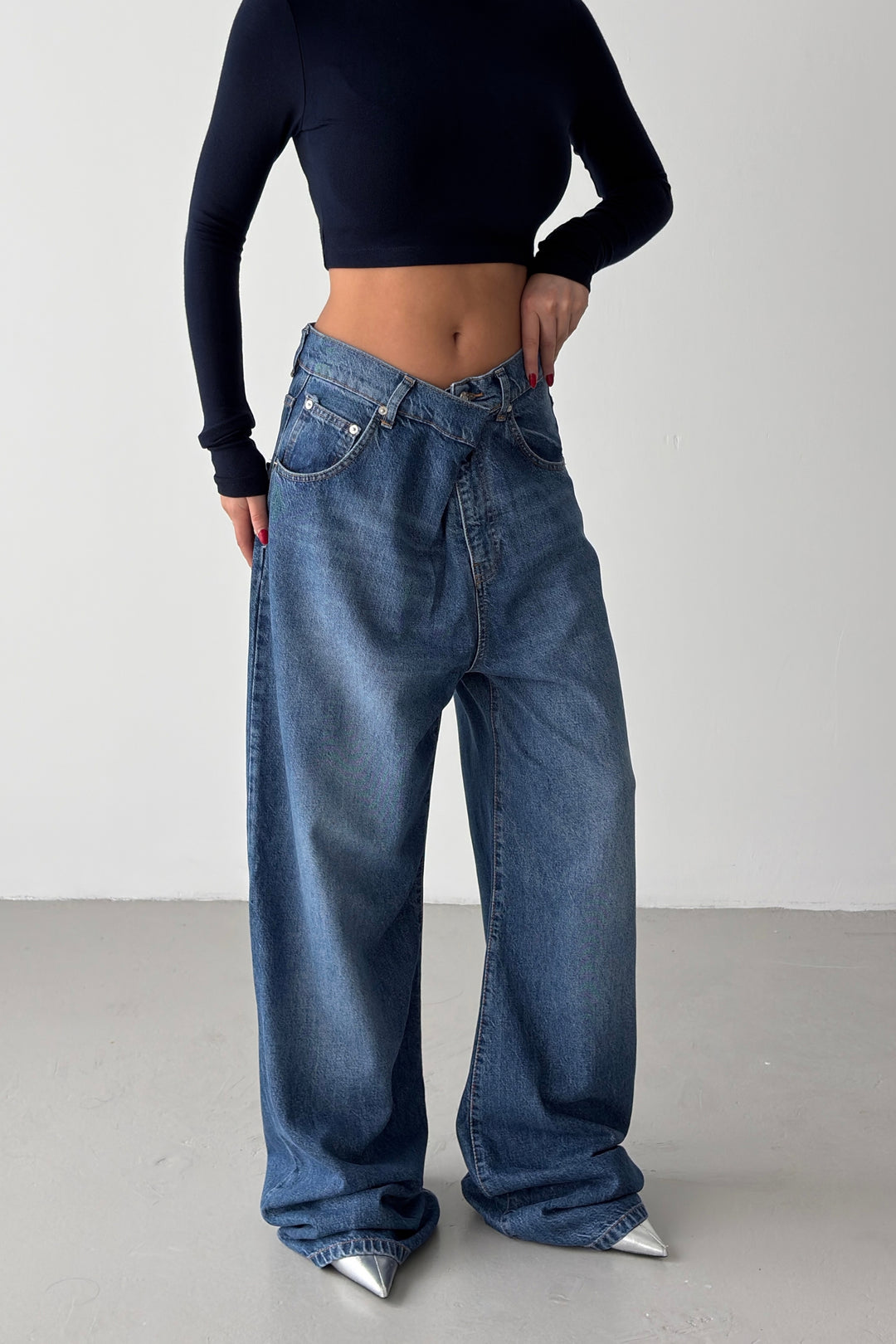 Routines Cross Waist Baggy Jeans 1589-1