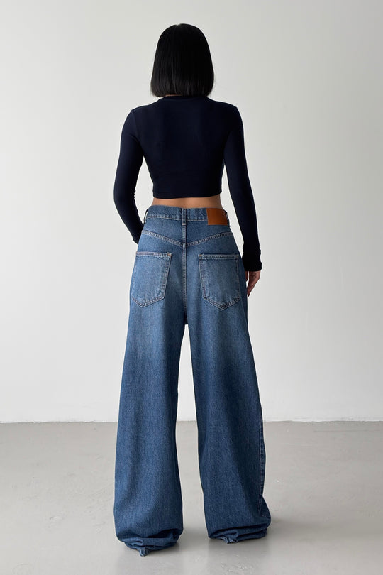 Routines Cross Waist Baggy Jeans 1589-1