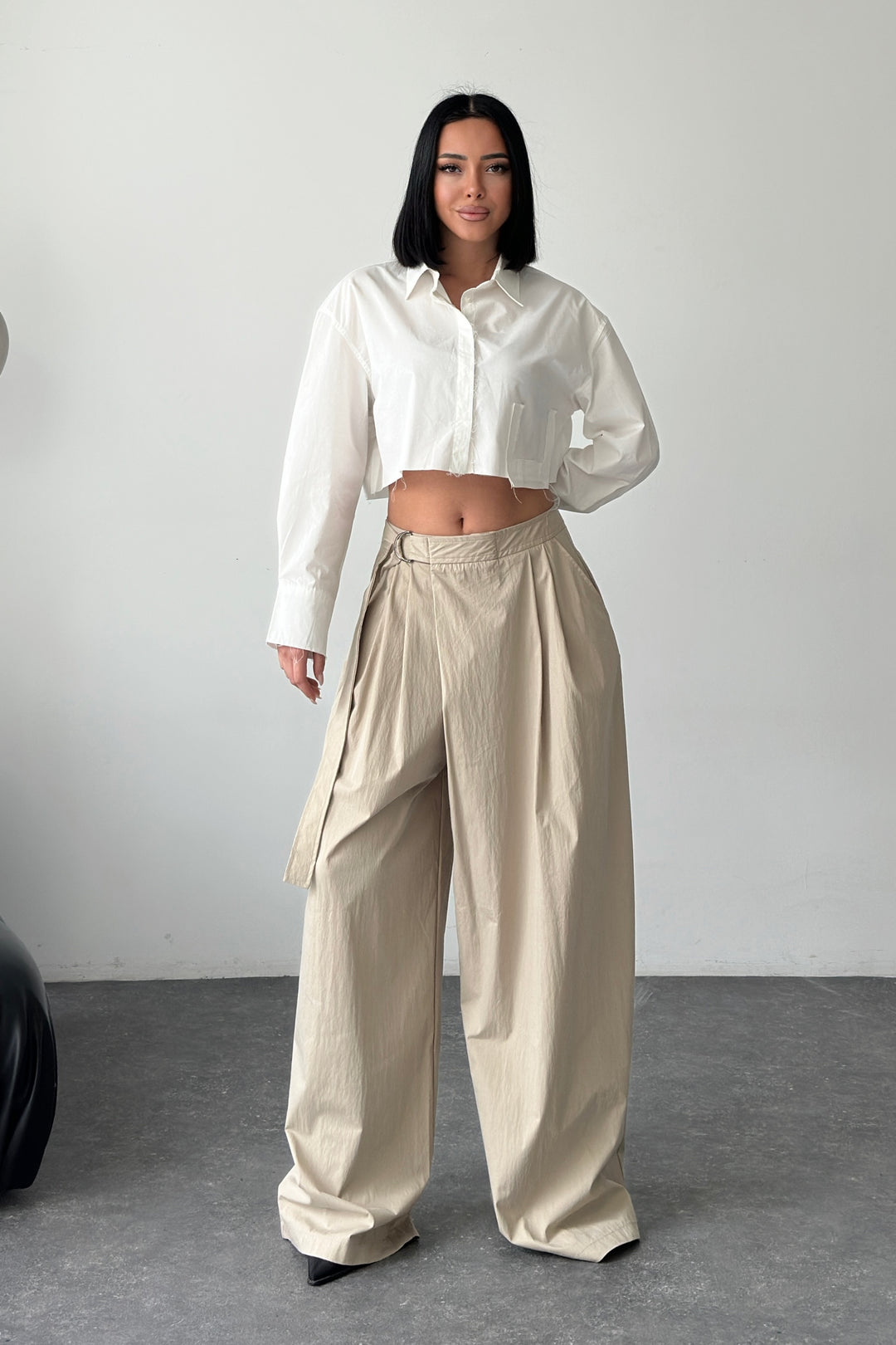 Routines Cross Waist Belted Pants - Stone 51300 - ROUTINES