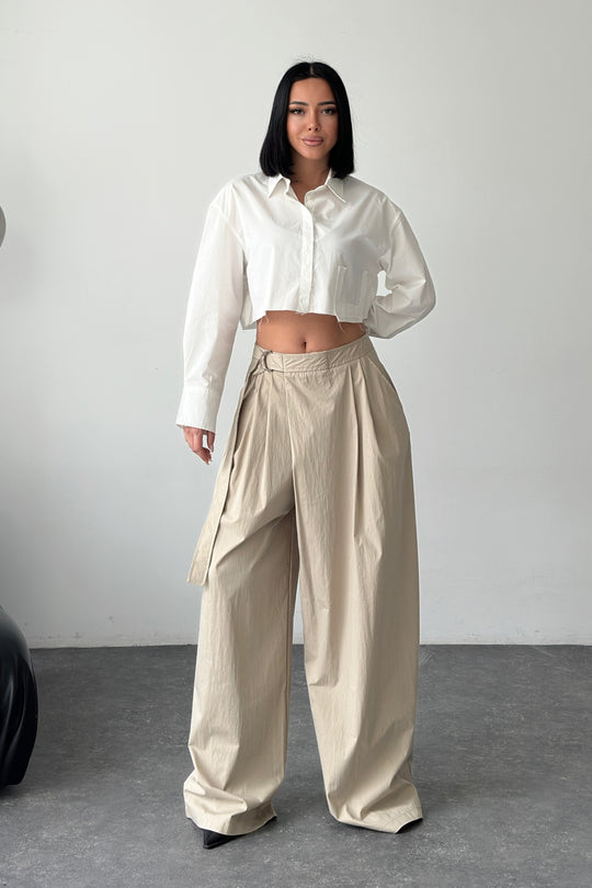 Routines Cross Waist Belted Pants - Stone 51300 - ROUTINES