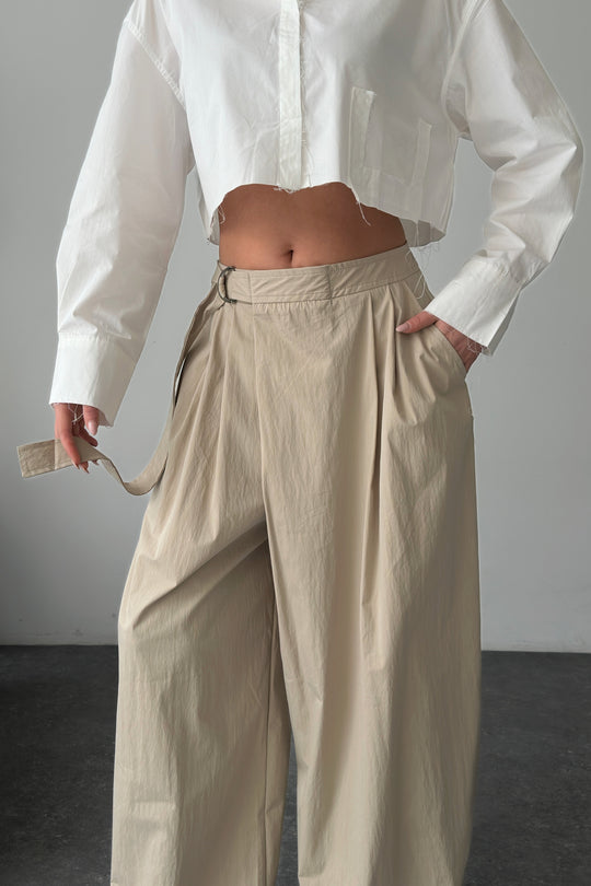 Routines Cross Waist Belted Pants - Stone 51300 - ROUTINES