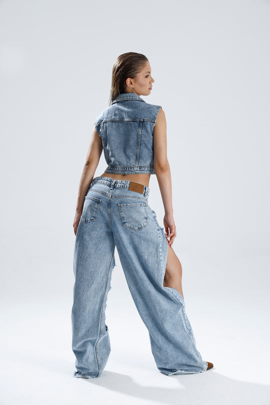 Routines Cut Out Straight Jeans - Blue 52205042 - ROUTINES