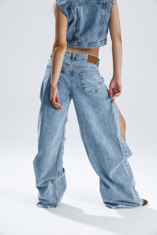 Routines Cut Out Straight Jeans - Blue 52205042 - ROUTINES
