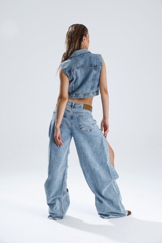 Routines Cut Out Straight Jeans - Blue 52205042 - ROUTINES