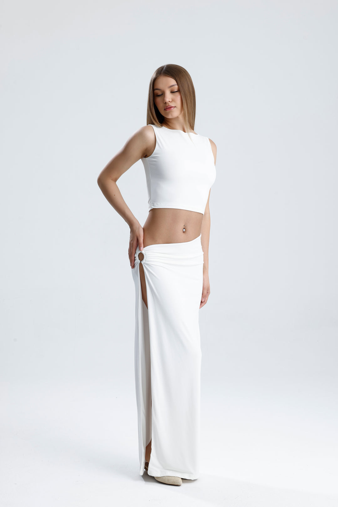 Routines Cutout Two Piece Skirt Set - White 1565 - ROUTINES